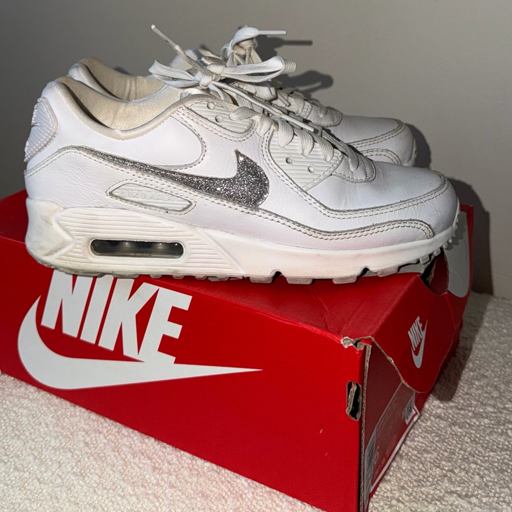 Nike Air Max 90s Silver Glitter Swoosh
